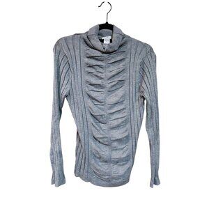 Islea Ruched Cowl Neck Sweater Gray Womens Size XL